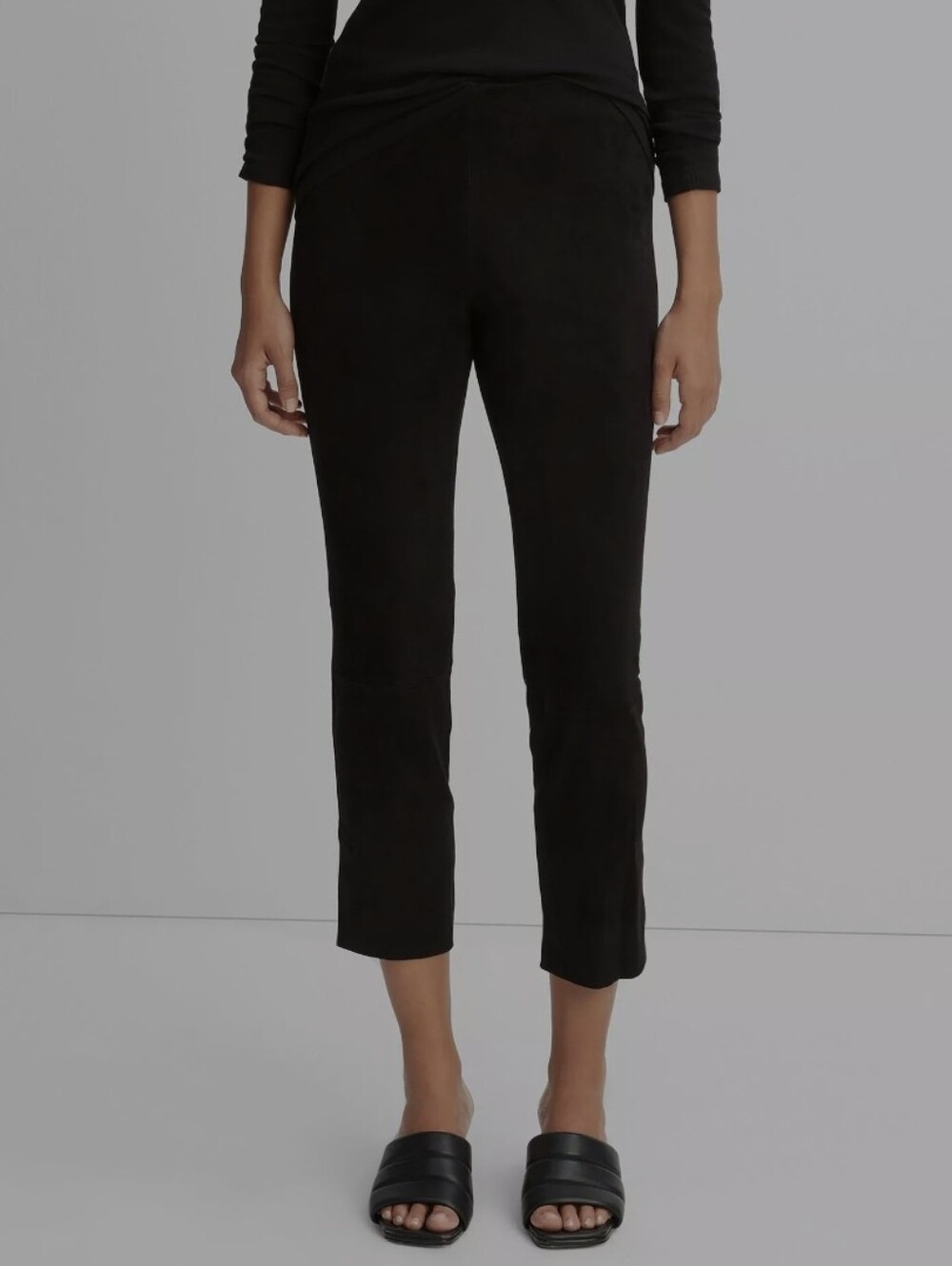 Vince Lamb Leather Suede Split Hem Crop Pant Size Large EUC
